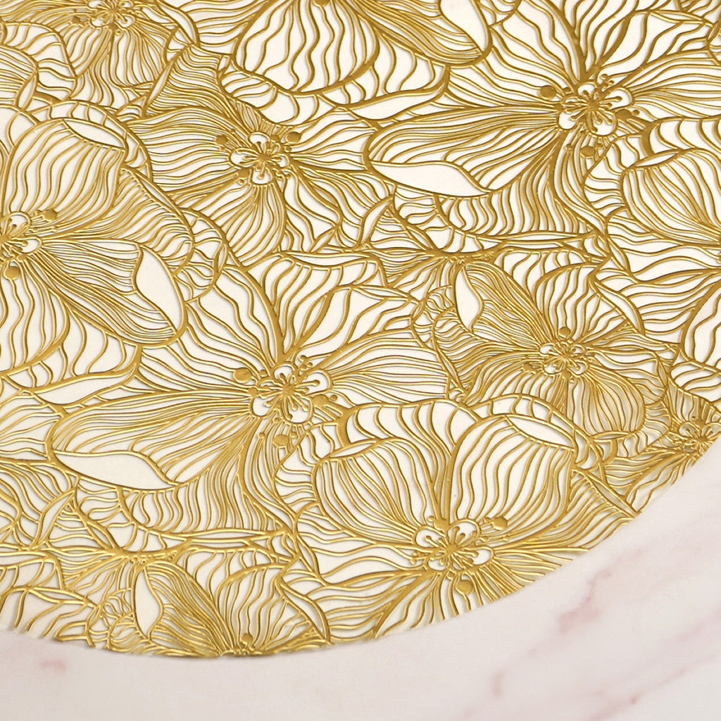 Luxe Floral Table Mat Metallic Gold Set Of 6 Nestasia