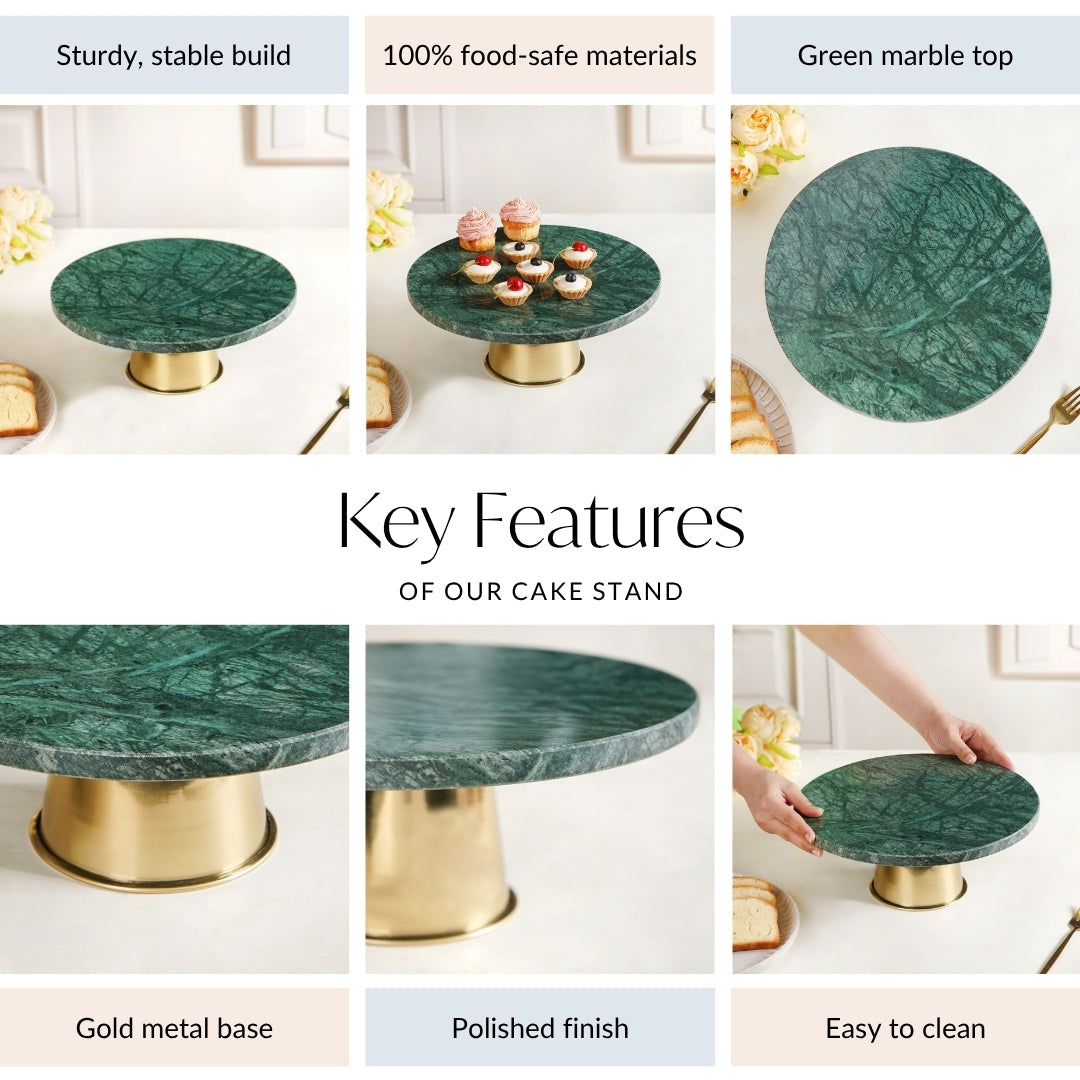 Luxe Green Marble Round Cake Stand Nestasia