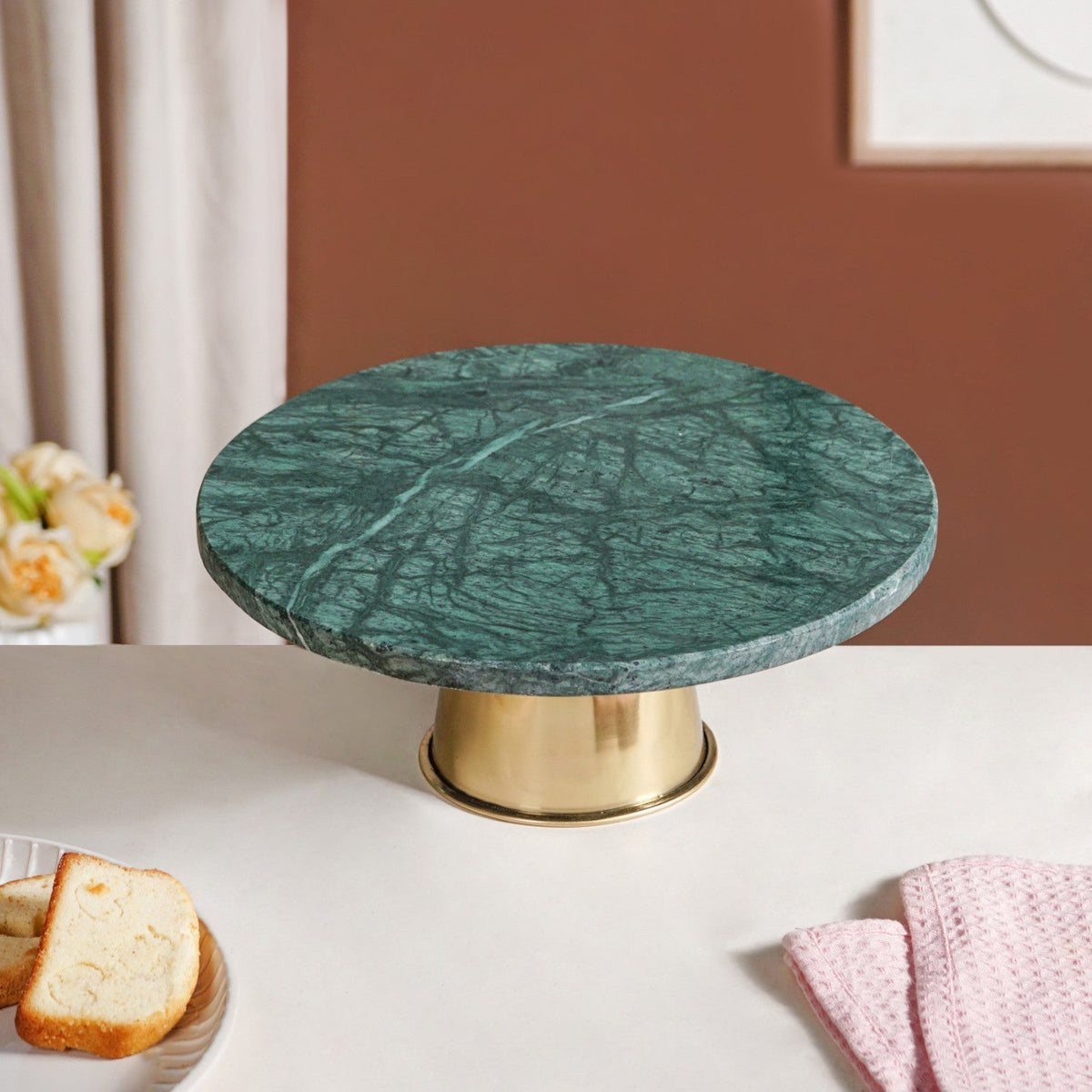 Luxe Green Marble Round Cake Stand Nestasia