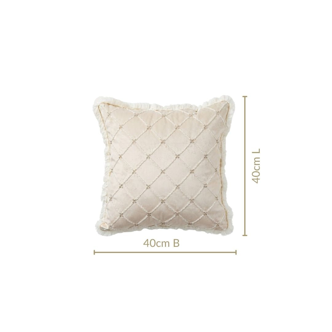 Luxe Lattice Embroidered Cushion Cover 40x40cm Nestasia