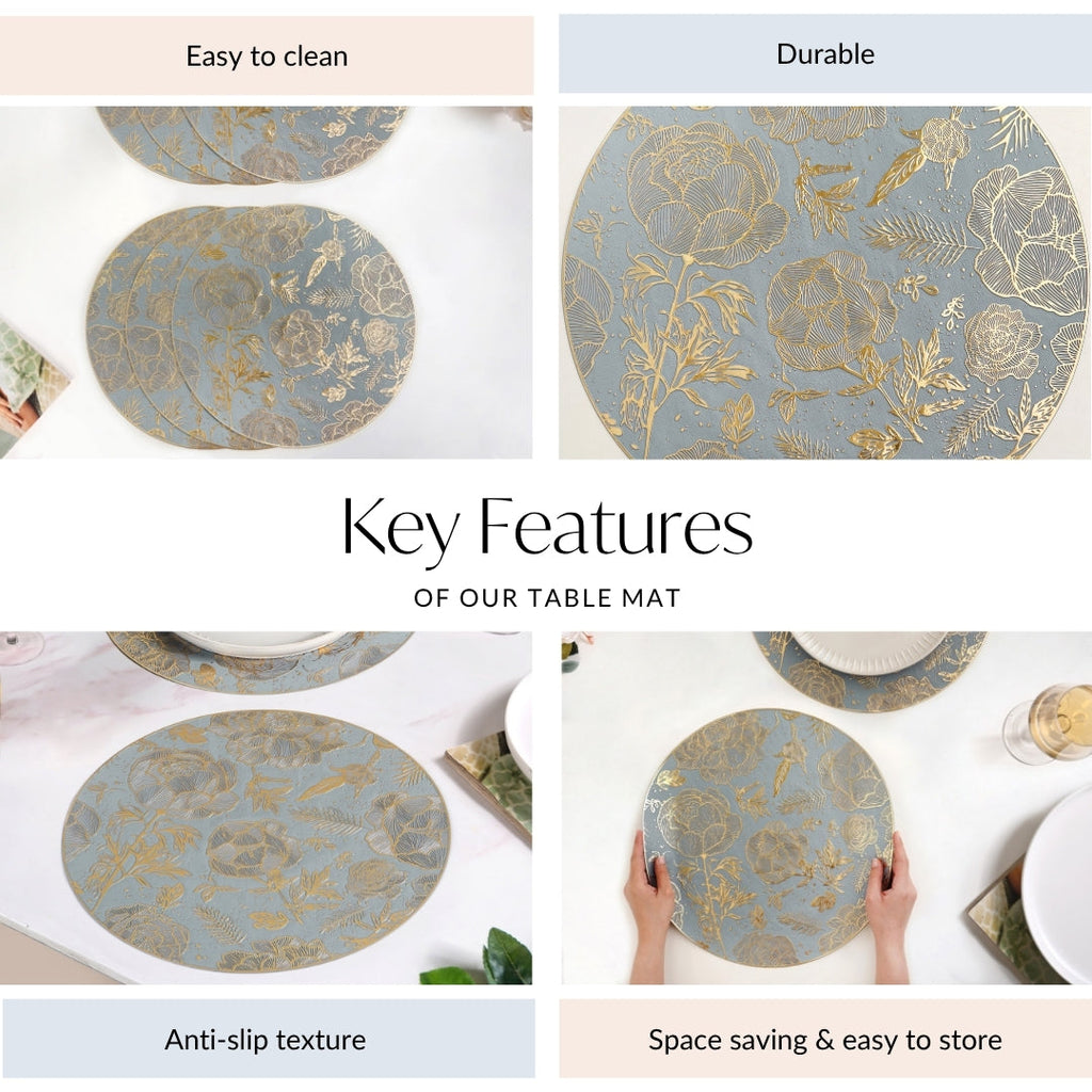 Luxe Grey Gold Table Mat Set Of 6 Nestasia
