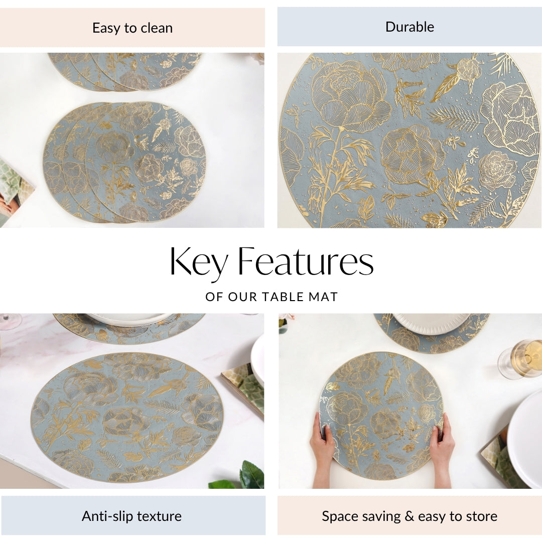 Luxe Grey Gold Table Mat Set Of 6 Nestasia