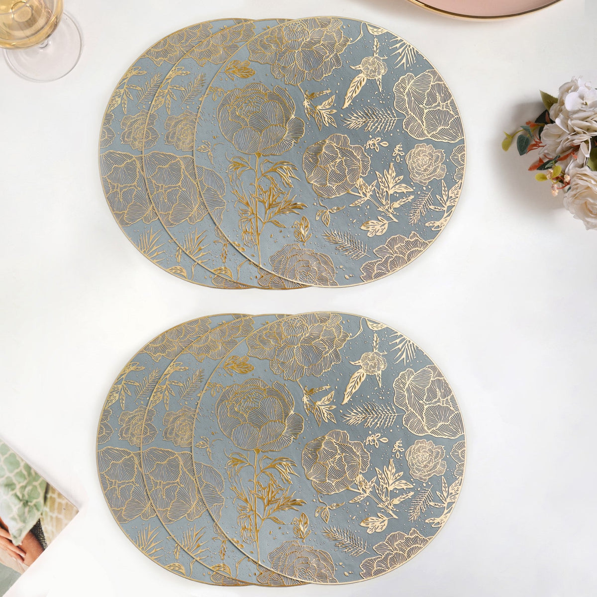 Luxe Grey Gold Table Mat Set Of 6 Nestasia