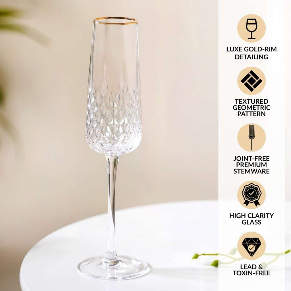Luxe Champagne Glass Set Of 2 200ml Nestasia