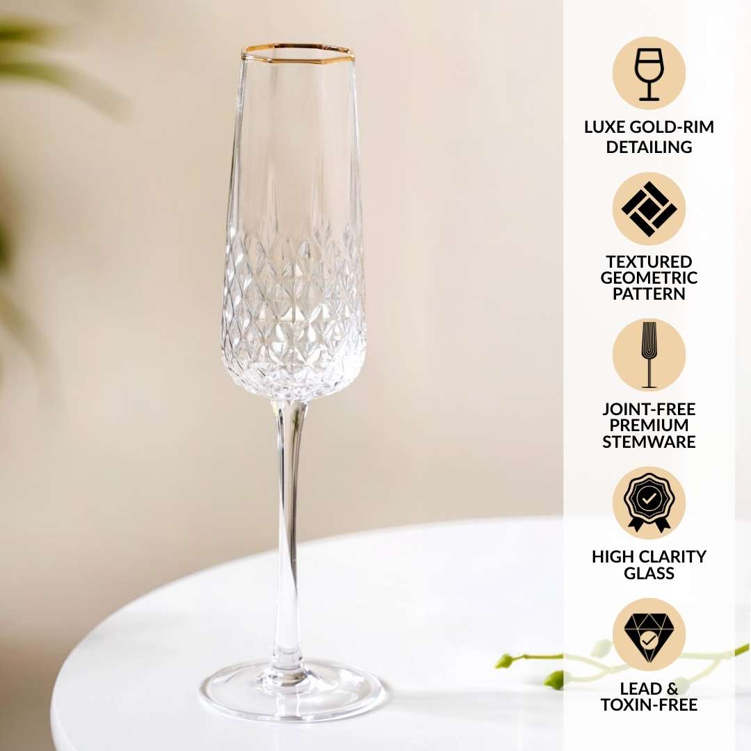 Luxe Champagne Glass Set Of 2 200ml Nestasia