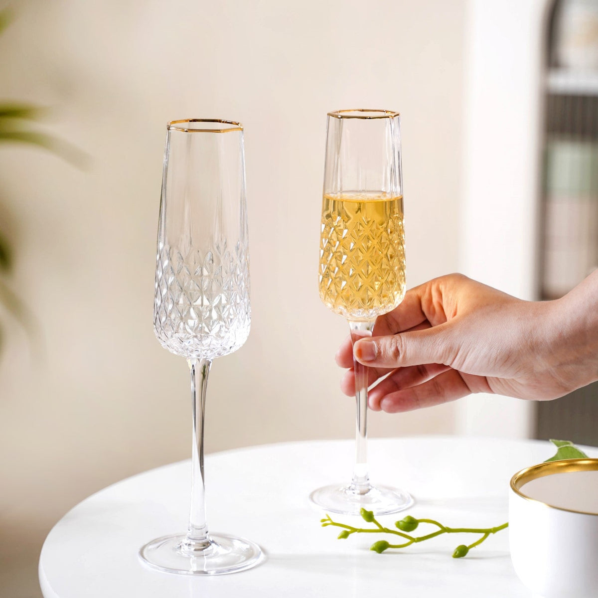 Luxe Champagne Glass Set Of 2 200ml Nestasia