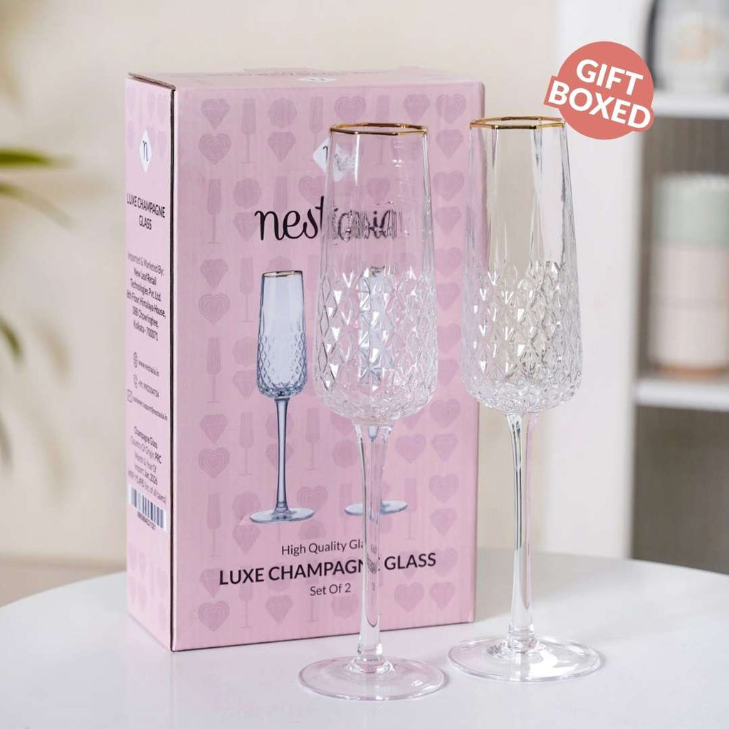 Luxe Champagne Glass Set Of 2 200ml Nestasia