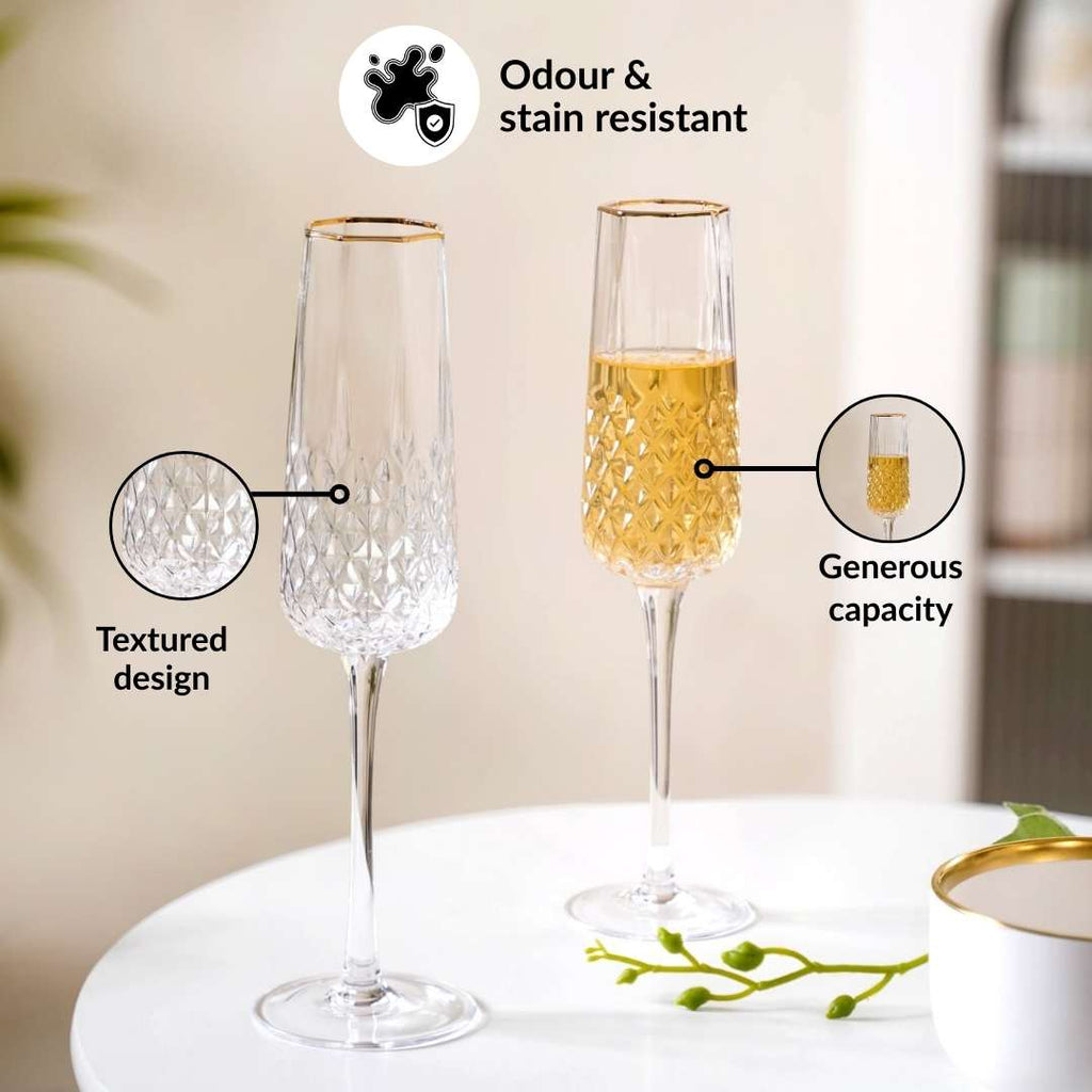 Luxe Champagne Glass Set Of 2 200ml Nestasia