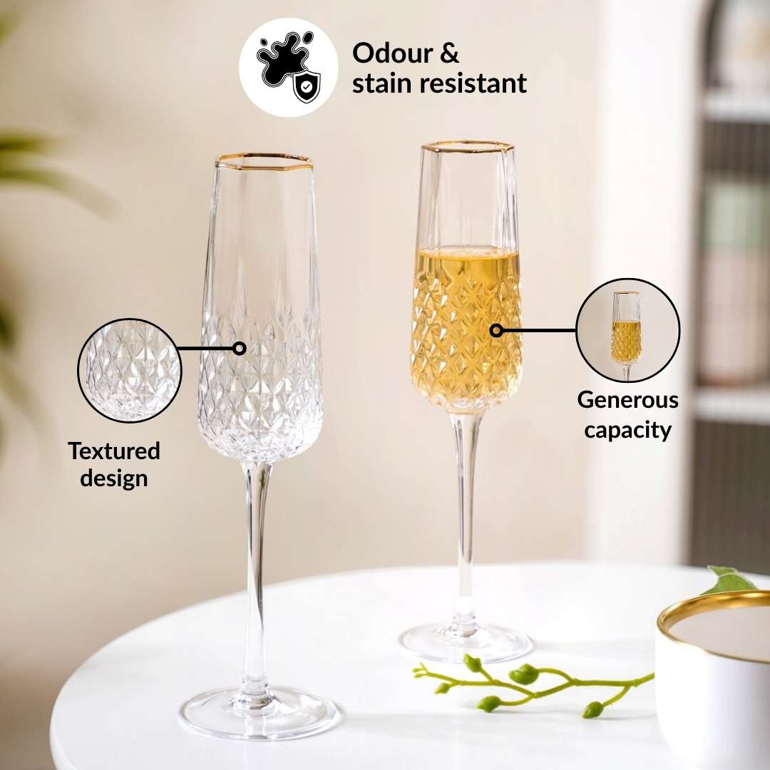 Luxe Champagne Glass Set Of 2 200ml Nestasia