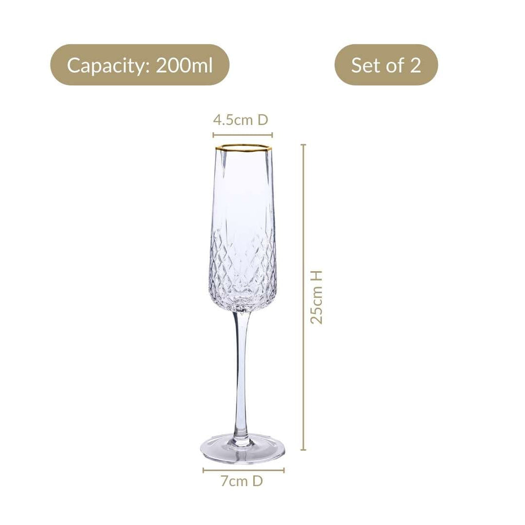 Luxe Champagne Glass Set Of 2 200ml Nestasia