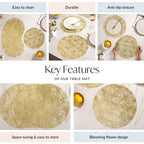 Luxe Floral Table Mat Metallic Gold Set Of 6 Nestasia