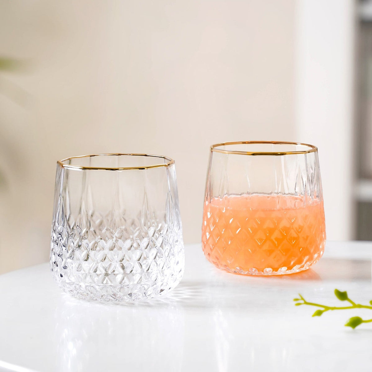 Luxe Gold Rim Tumbler Set Of 2 360ml Nestasia