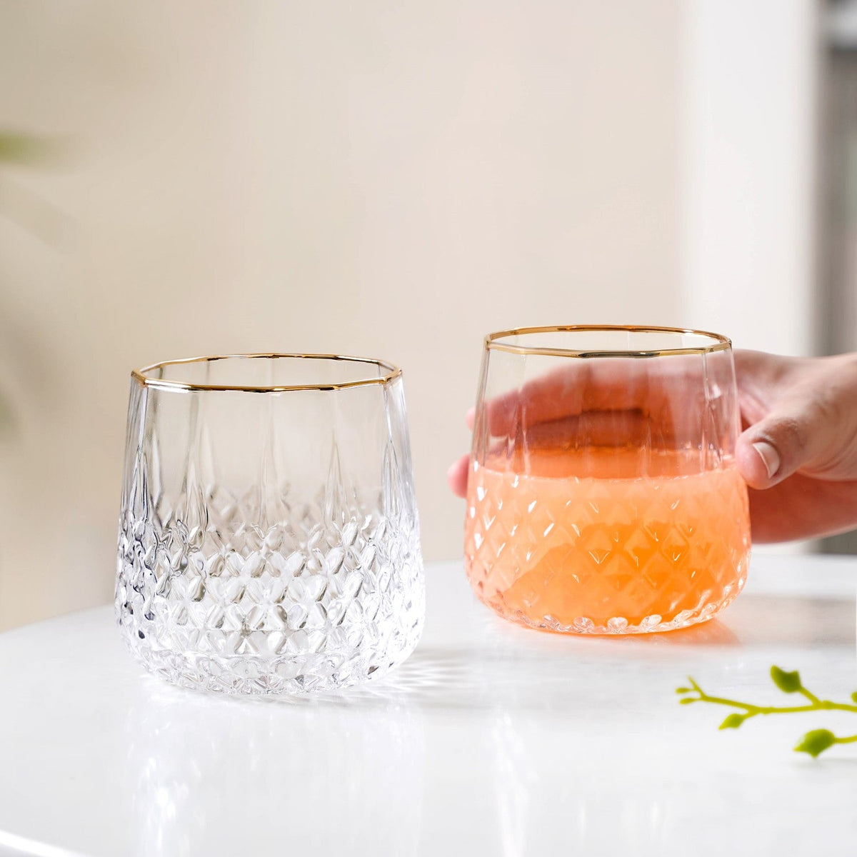 Luxe Gold Rim Tumbler Set Of 2 360ml Nestasia