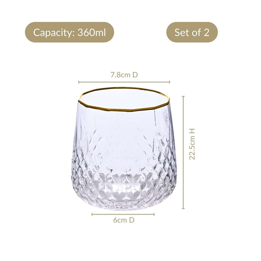 Luxe Gold Rim Tumbler Set Of 2 360ml Nestasia