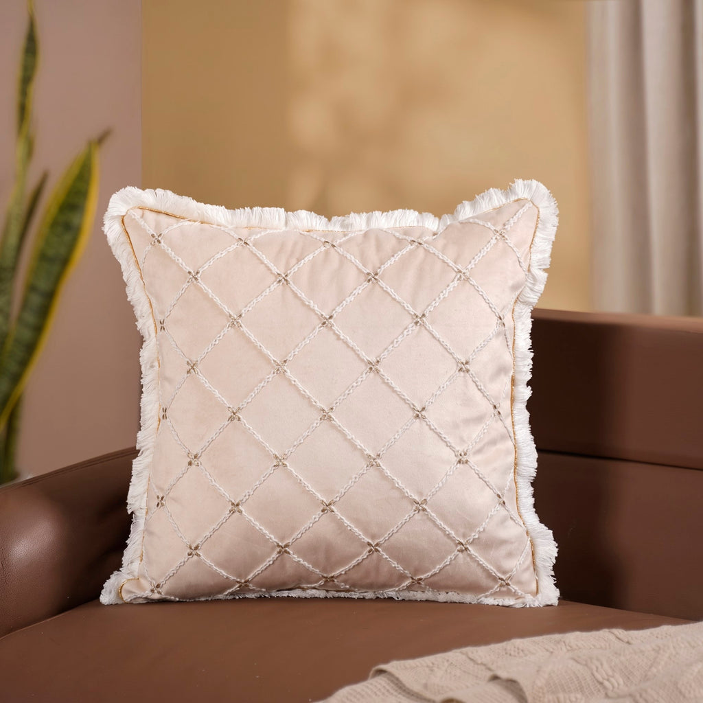 Luxe Lattice Embroidered Cushion Cover 40x40cm Nestasia
