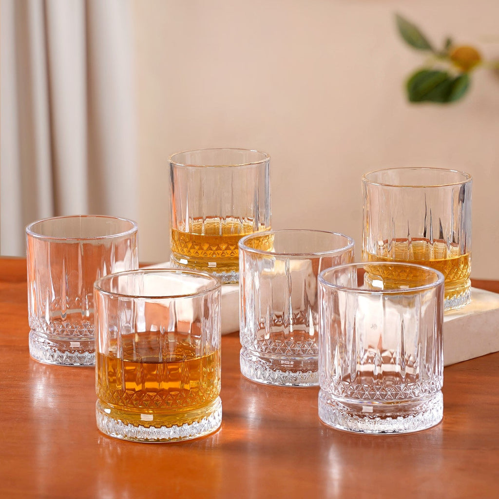 Set Of 6 Luxora Engraved Whiskey Glasses 380ml Nestasia