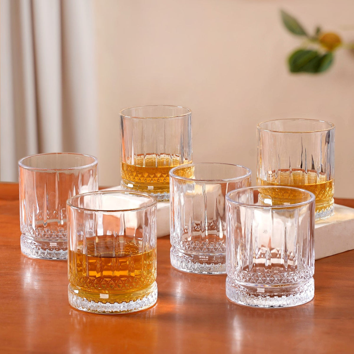 Set Of 6 Luxora Engraved Whiskey Glasses 380ml Nestasia
