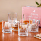 Set Of 6 Luxora Engraved Whiskey Glasses 380ml Nestasia