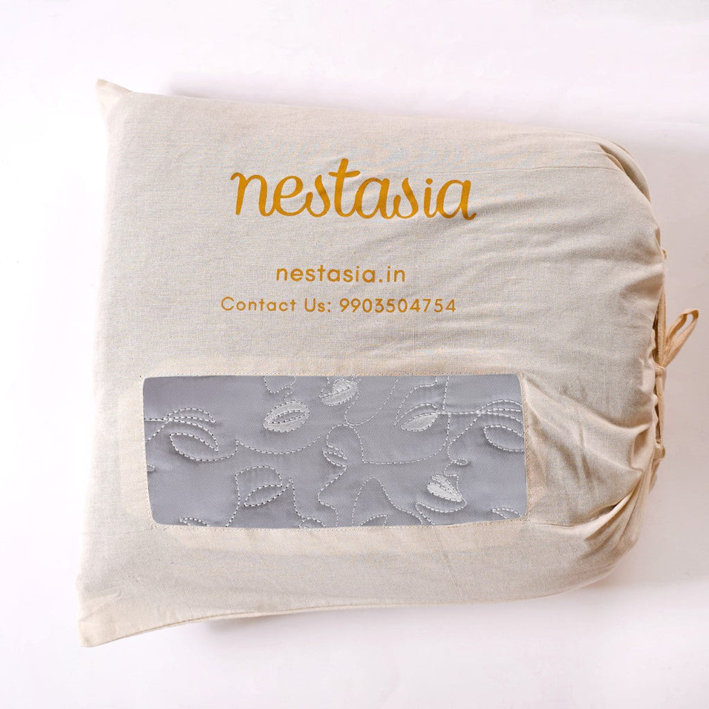 Luxury Embroidered King Size Bed Cover Grey Nestasia