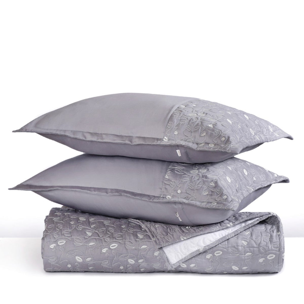 Luxury Embroidered King Size Bed Cover Grey Nestasia