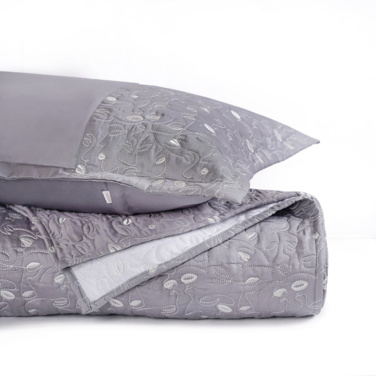 Luxury Embroidered King Size Bed Cover Grey Nestasia