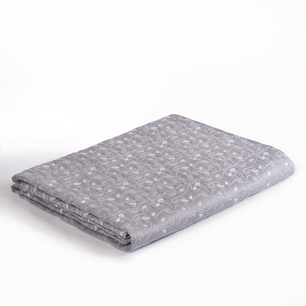 Luxury Embroidered King Size Bed Cover Grey Nestasia