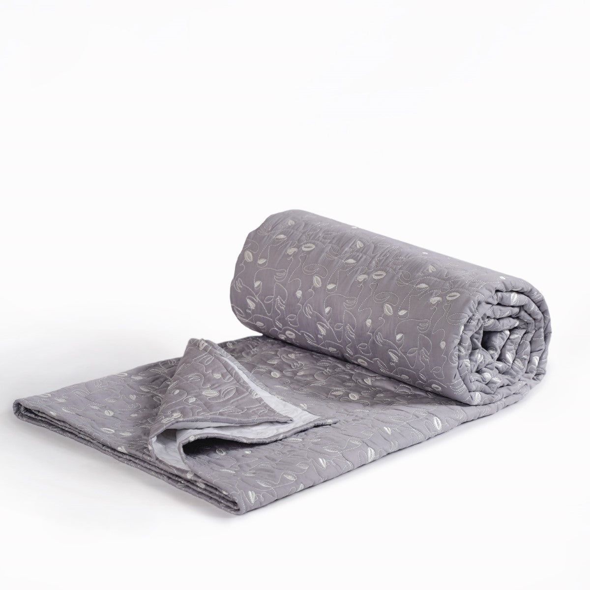 Luxury Embroidered King Size Bed Cover Grey Nestasia