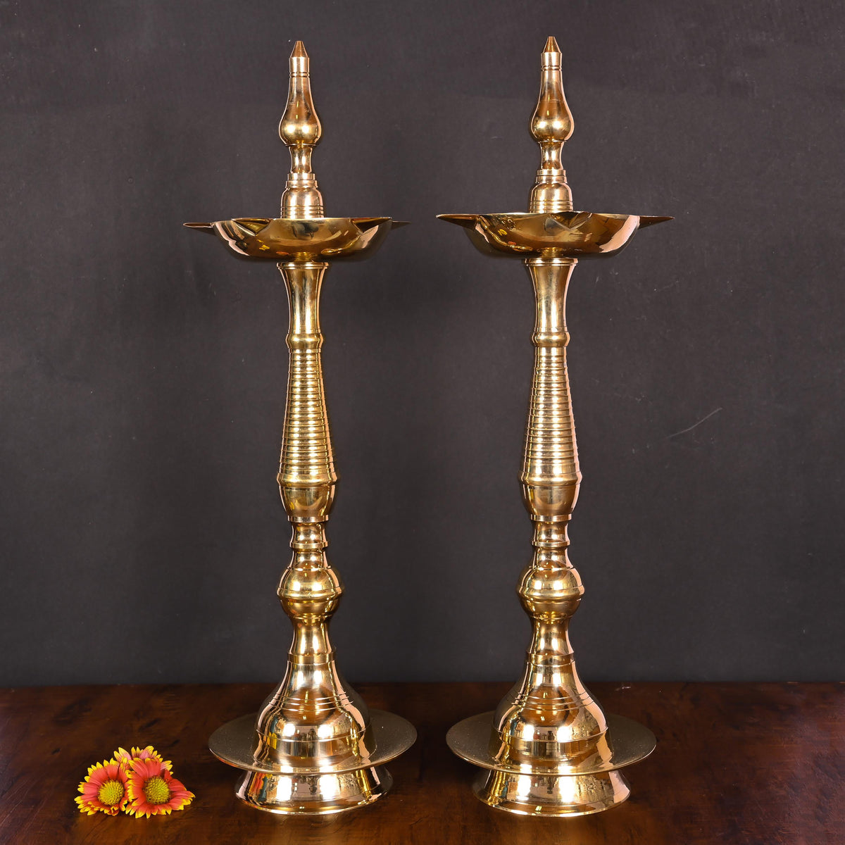Brass Divine Samai Lamp Pair (25 Inch) Vedansh Craft