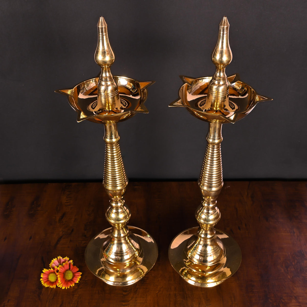 Brass Divine Samai Lamp Pair (25 Inch) Vedansh Craft