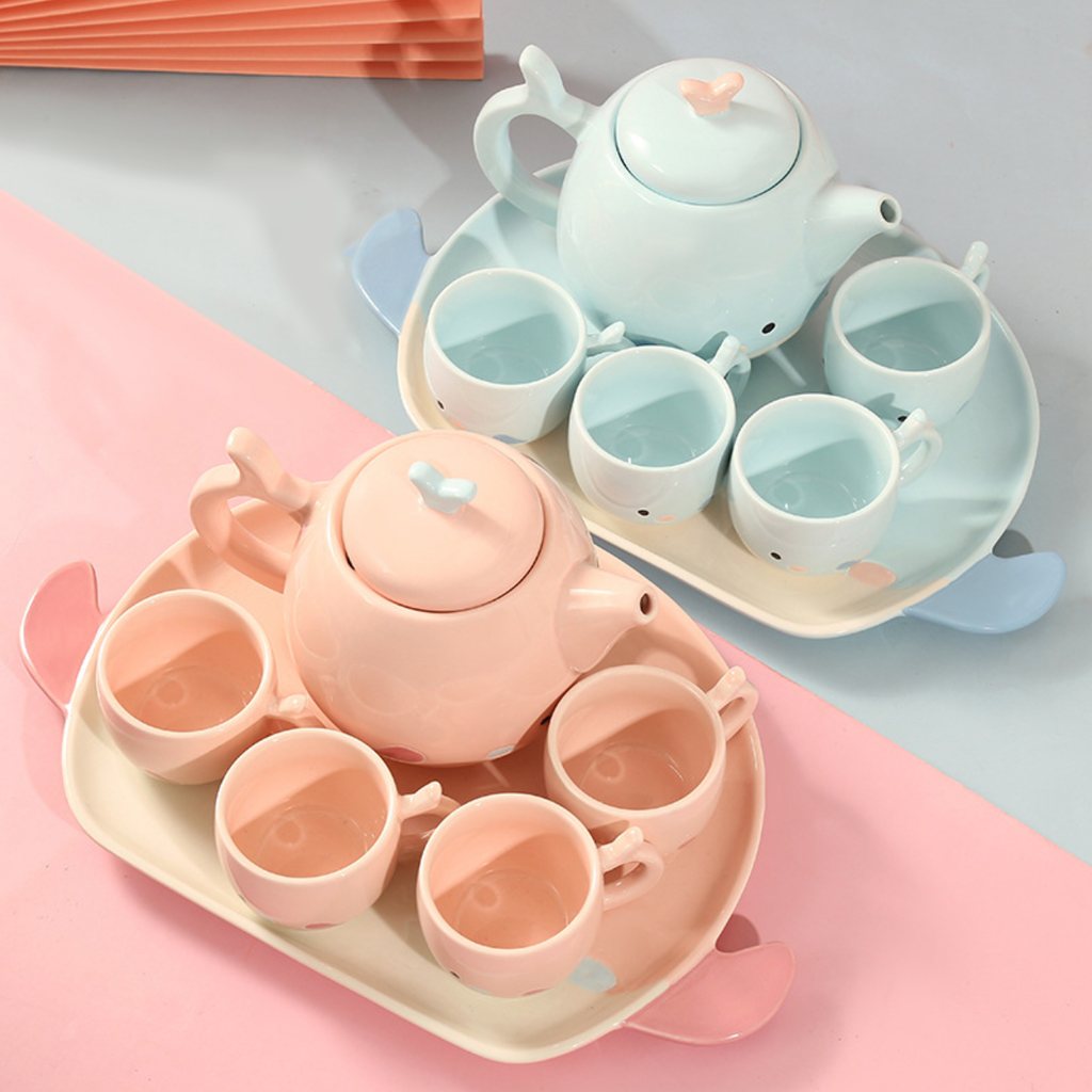 Blue Cute Whale Tea Set Nestasia