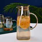Amber Glass Jug and 4 Cups Set Nestasia