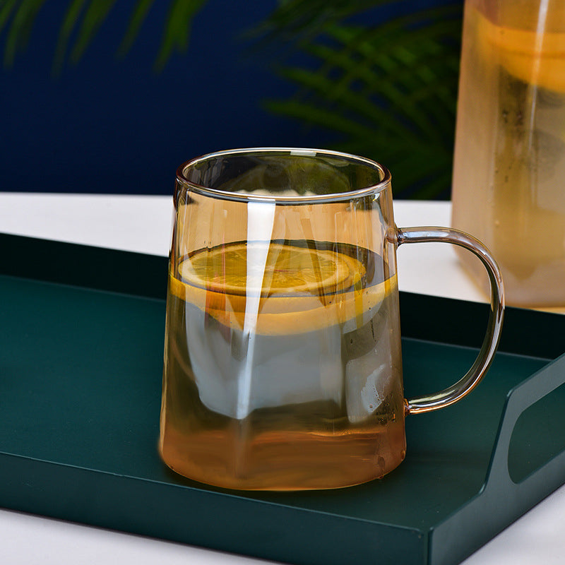 Amber Glass Jug and 4 Cups Set Nestasia