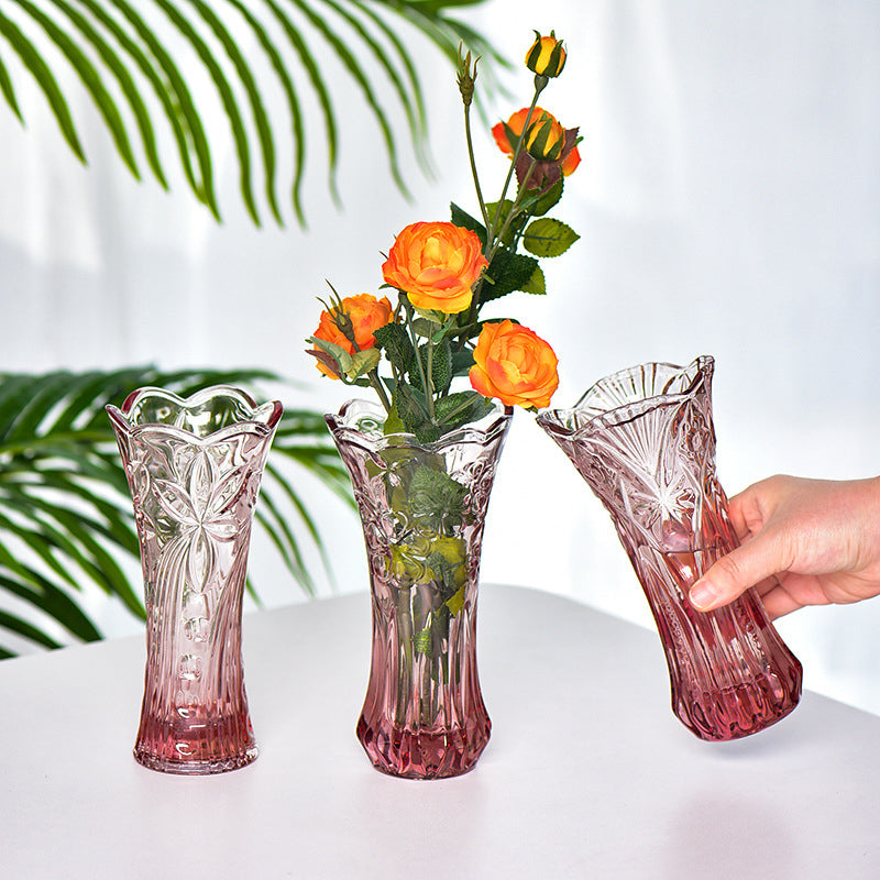 Pink Cut Glass Vase Nestasia