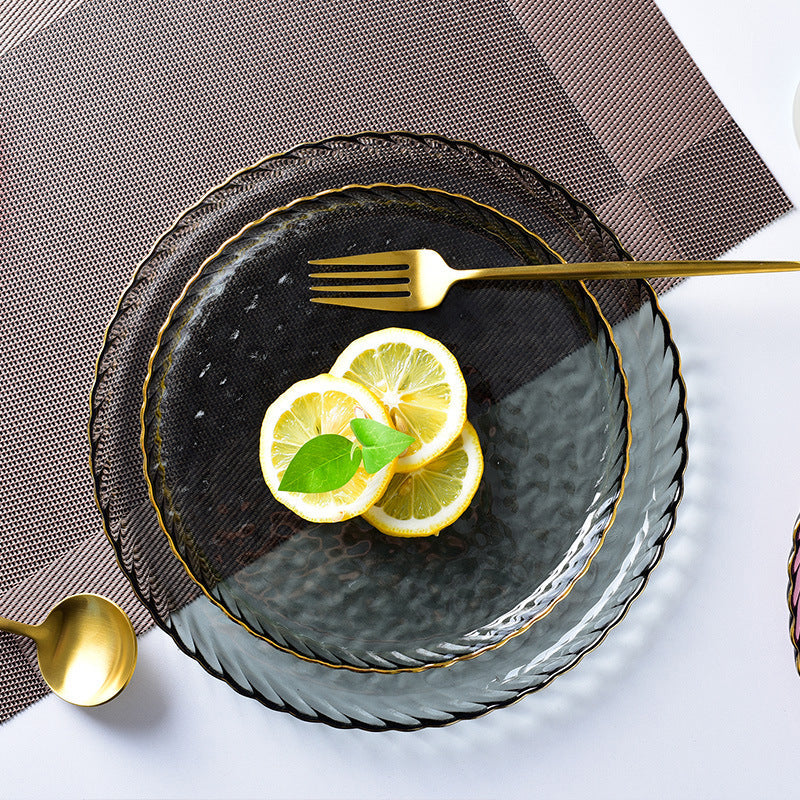 Glass Dinner Plate Grey Nestasia