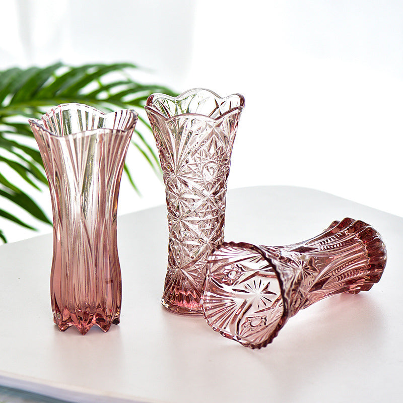 Pink Cut Glass Vase Nestasia