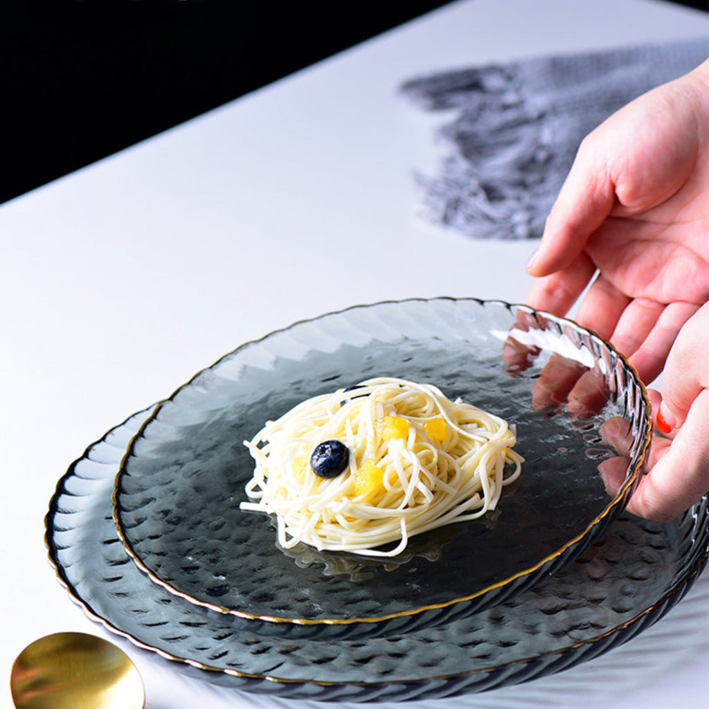 Glass Dinner Plate Grey Nestasia