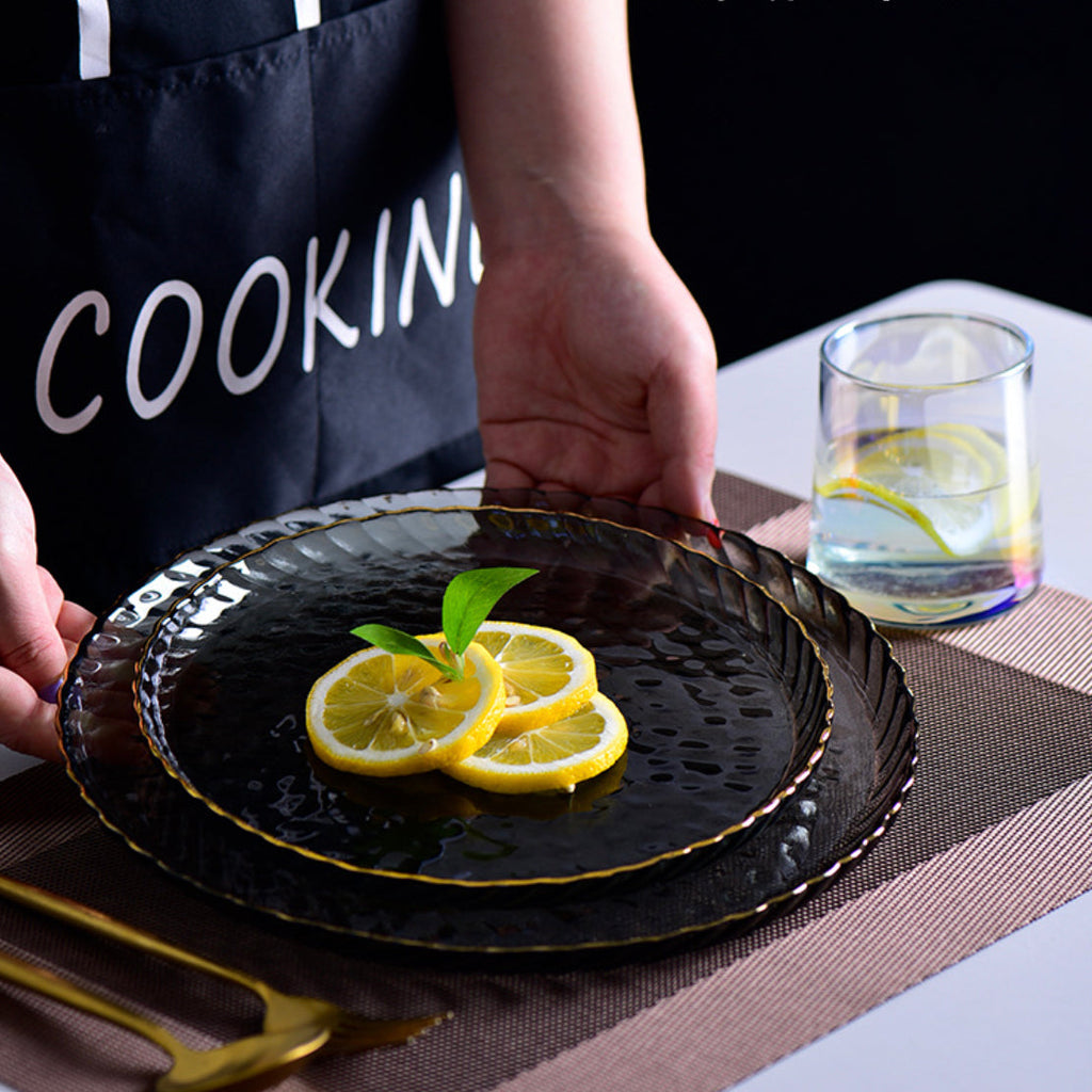 Glass Dinner Plate Grey Nestasia