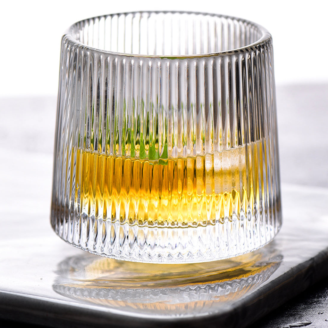Rotating Ribbed Glass Set of 2 Nestasia
