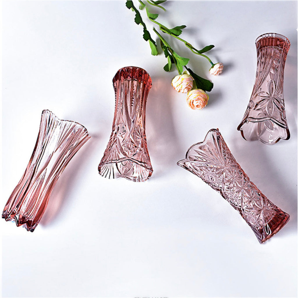 Pink Cut Glass Vase Nestasia