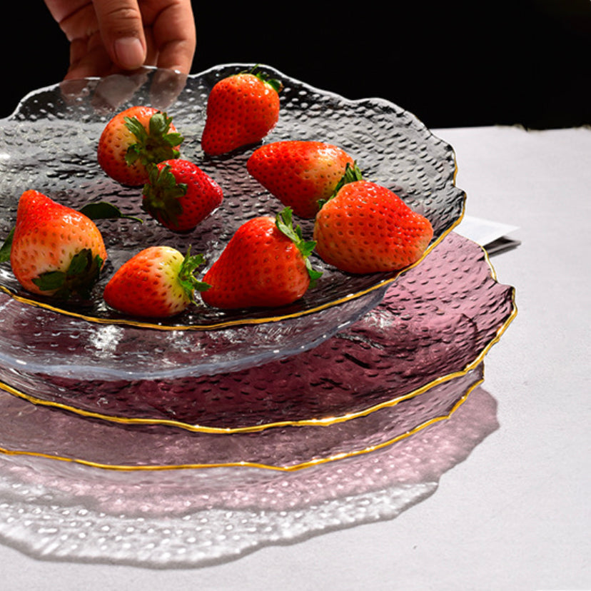 Glass Rose Dish Set of 3 Nestasia