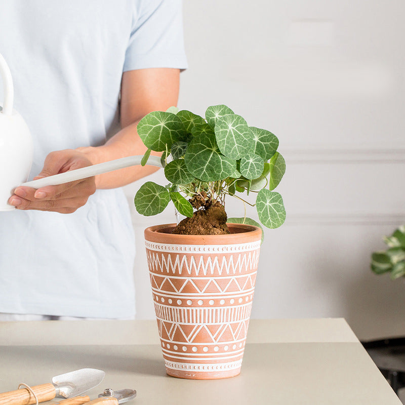 Brown And White Textured Plant Pot Nestasia