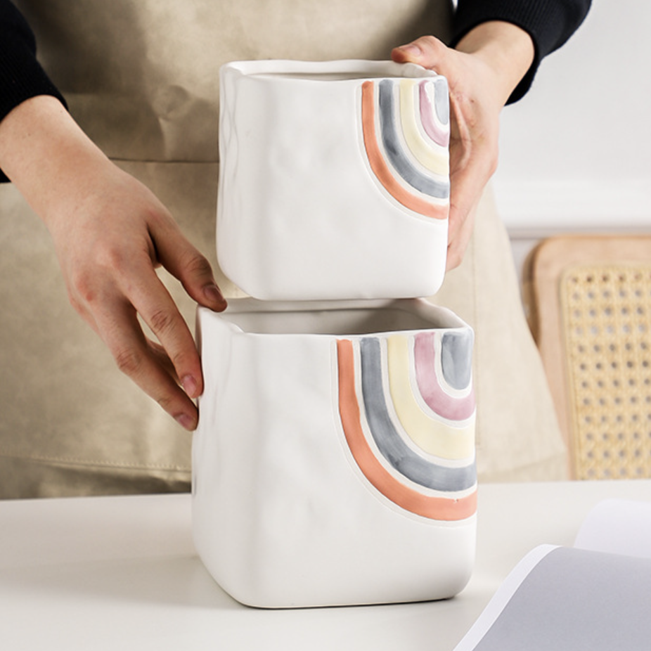 Rainbow Square Pot Medium Nestasia