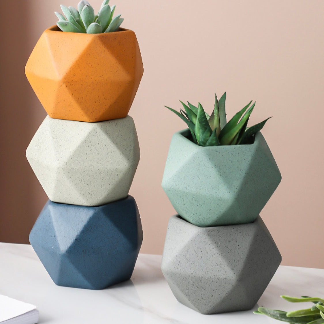 Light Grey Abstract Plant Pot Nestasia