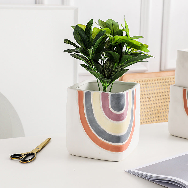 Rainbow Square Pot Medium Nestasia