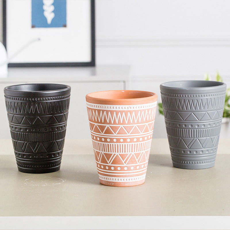 Brown And White Textured Plant Pot Nestasia