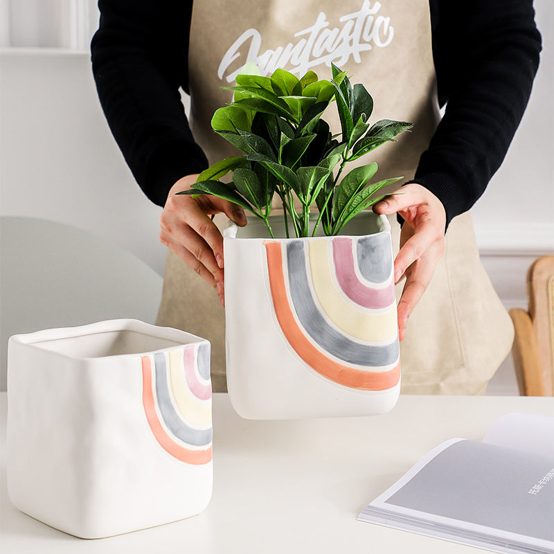 Rainbow Square Pot Medium Nestasia