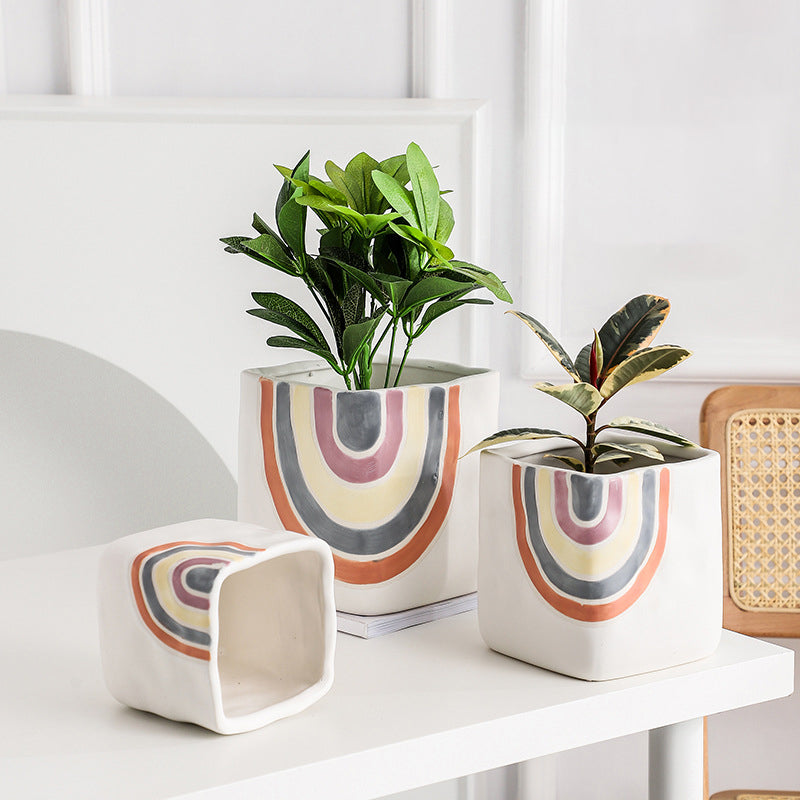Rainbow Square Pot Medium Nestasia
