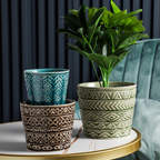 Intricate Texture Sage Green Pot Nestasia