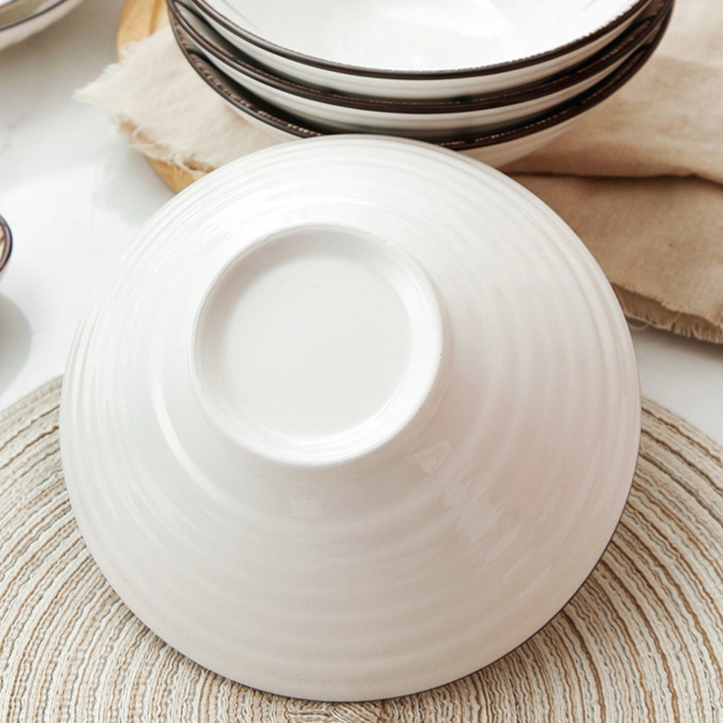 Teardrop White Ceramic 8 inch Ramen Bowl 800 ml Nestasia