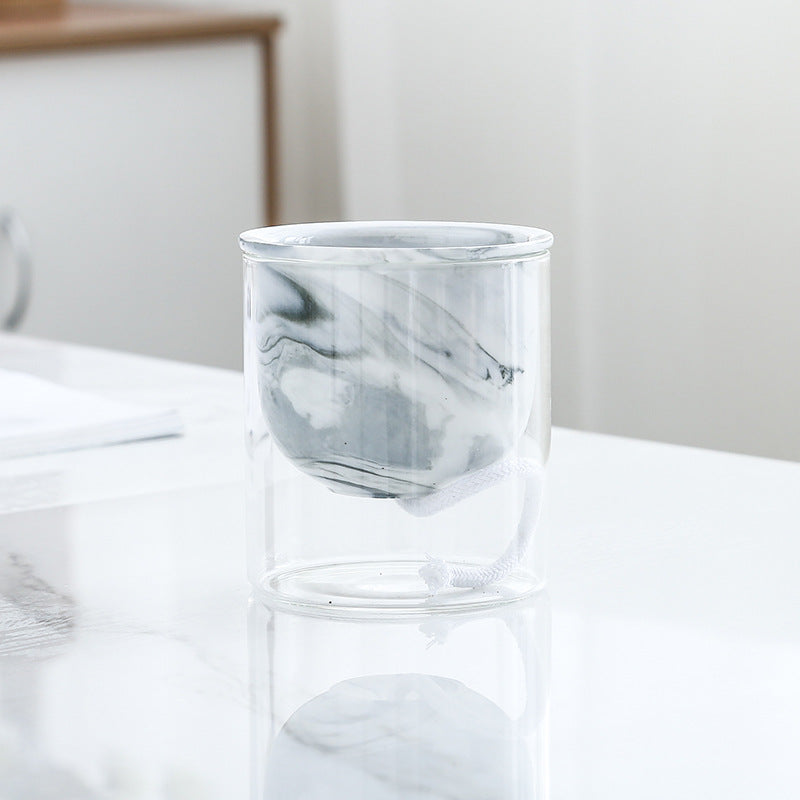 Modern Grey Ceramic Planter With Glass Stand Nestasia